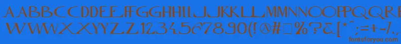 フォントMfInnamoramento – 茶色の文字が青い背景にあります。