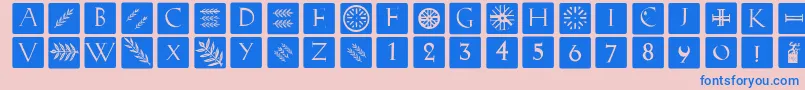 フォントRomanacapsclassicsquares – ピンクの背景に青い文字