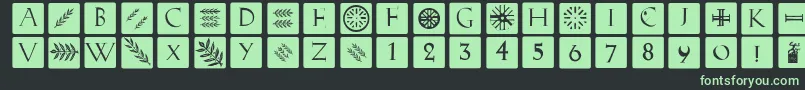 Romanacapsclassicsquares-Schriftart – Grüne Schriften auf schwarzem Hintergrund