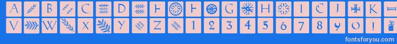 Шрифт Romanacapsclassicsquares – розовые шрифты на синем фоне