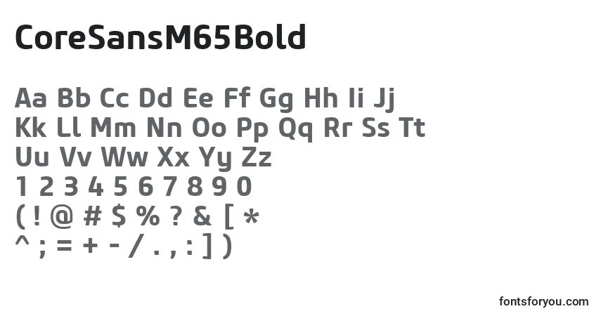 Шрифт CoreSansM65Bold – алфавит, цифры, специальные символы