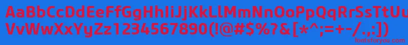 フォントCoreSansM65Bold – 赤い文字の青い背景