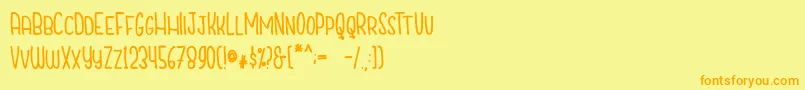 CutiescapsFree-Schriftart – Orangefarbene Schriften auf gelbem Hintergrund