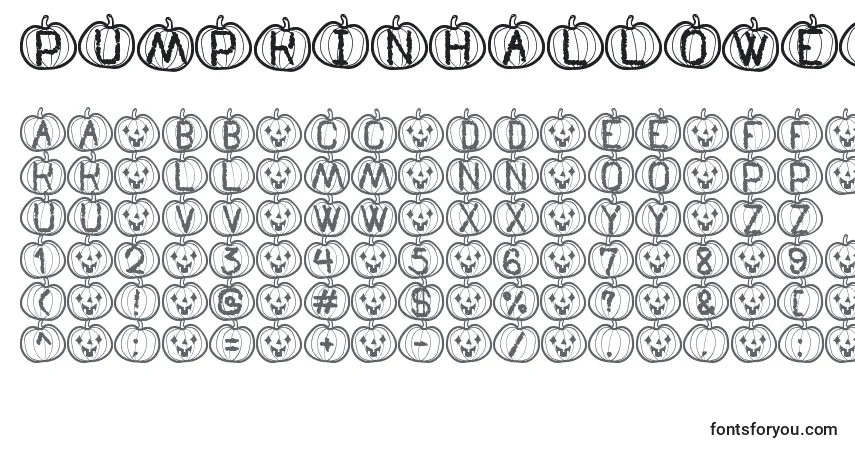 Шрифт PumpkinHalloweenSt – алфавит, цифры, специальные символы