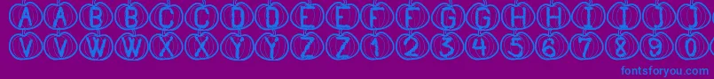 Fonte PumpkinHalloweenSt – fontes azuis em um fundo violeta
