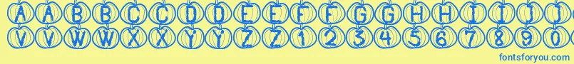 PumpkinHalloweenSt Font – Blue Fonts on Yellow Background