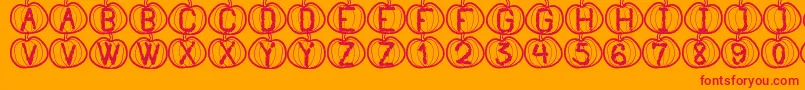 PumpkinHalloweenSt-Schriftart – Rote Schriften auf orangefarbenem Hintergrund