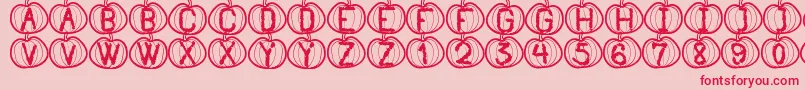 フォントPumpkinHalloweenSt – ピンクの背景に赤い文字