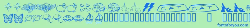 Weitere Informationen zur KrKatlingsEight-Schriftart KrKatlingsEight-Schriftart – Blaue Schriften auf grünem Hintergrund