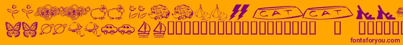 KrKatlingsEight-Schriftart – Violette Schriften auf orangefarbenem Hintergrund