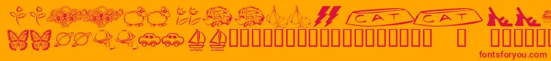 フォントKrKatlingsEight – オレンジの背景に赤い文字