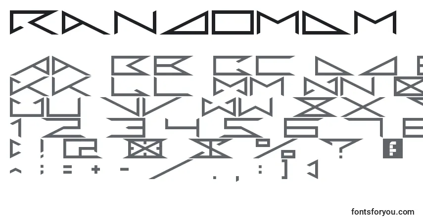Schriftart RandomDm – Alphabet, Zahlen, spezielle Symbole