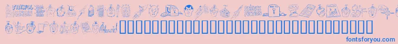 FandomDingbats-Schriftart – Blaue Schriften auf rosa Hintergrund
