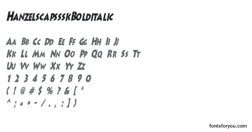 HanzelscapssskBolditalicフォント–アルファベット、数字、特殊文字