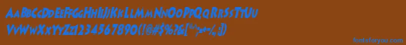 HanzelscapssskBolditalic Font – Blue Fonts on Brown Background