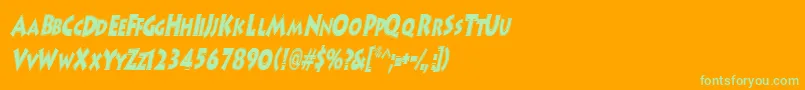 HanzelscapssskBolditalic Font – Green Fonts on Orange Background