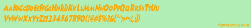 HanzelscapssskBolditalic Font – Orange Fonts on Green Background