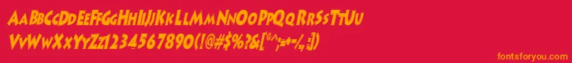 HanzelscapssskBolditalic Font – Orange Fonts on Red Background