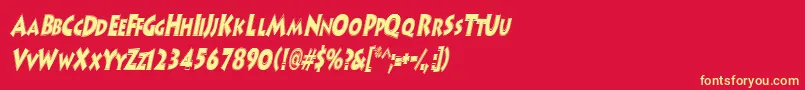 HanzelscapssskBolditalic Font – Yellow Fonts on Red Background