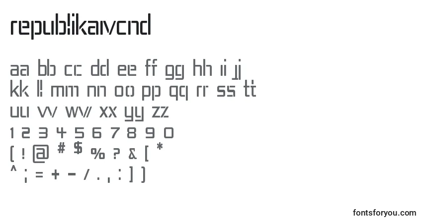 Шрифт RepublikaIvCnd – алфавит, цифры, специальные символы