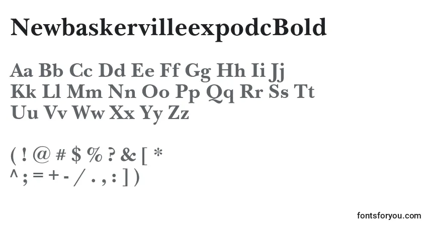 A fonte NewbaskervilleexpodcBold – alfabeto, números, caracteres especiais