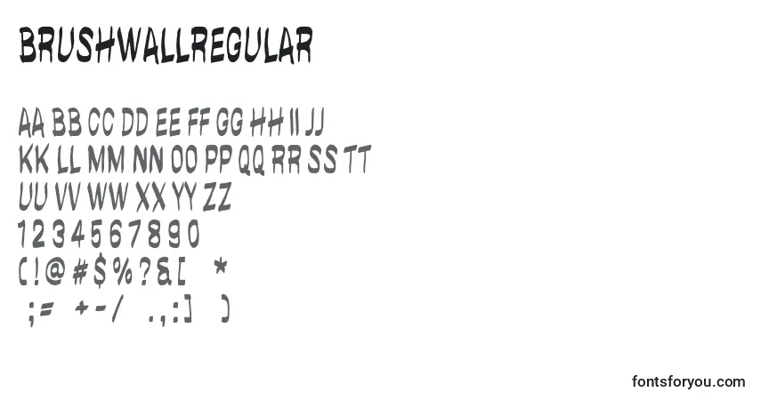 A fonte BrushwallRegular (77232) – alfabeto, números, caracteres especiais