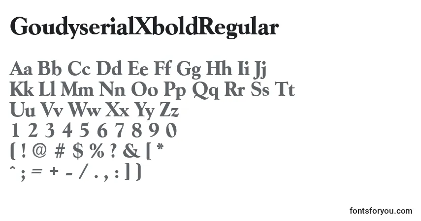 Schriftart GoudyserialXboldRegular – Alphabet, Zahlen, spezielle Symbole