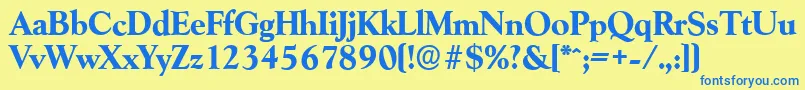 Czcionka GoudyserialXboldRegular – niebieskie czcionki na żółtym tle