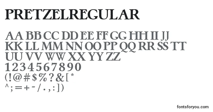 Шрифт PretzelRegular – алфавит, цифры, специальные символы