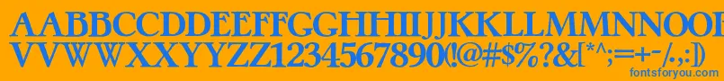 PretzelRegular-Schriftart – Blaue Schriften auf orangefarbenem Hintergrund