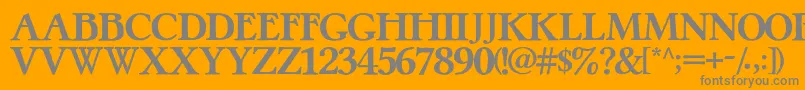 PretzelRegular-fontti – harmaat kirjasimet oranssilla taustalla