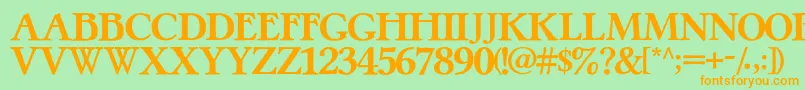PretzelRegular-fontti – oranssit fontit vihreällä taustalla