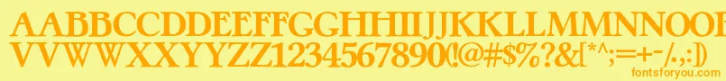 PretzelRegular-Schriftart – Orangefarbene Schriften auf gelbem Hintergrund