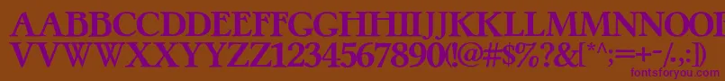 Czcionka PretzelRegular – fioletowe czcionki na brązowym tle