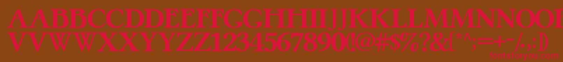 フォントPretzelRegular – 赤い文字が茶色の背景にあります。