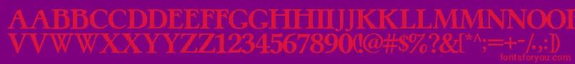 PretzelRegular-fontti – punaiset fontit violetilla taustalla