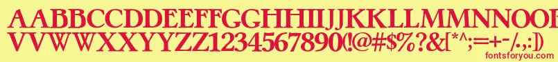 PretzelRegular-fontti – punaiset fontit keltaisella taustalla