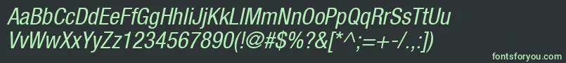 フォントContextRepriseCondensedSsiCondensedItalic – 黒い背景に緑の文字