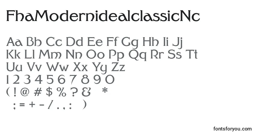 Schriftart FhaModernidealclassicNc (77237) – Alphabet, Zahlen, spezielle Symbole
