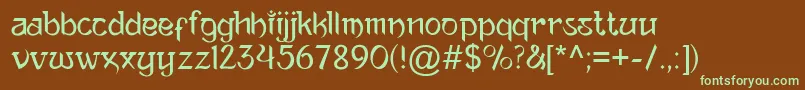 AnandaNeptouch-fontti – vihreät fontit ruskealla taustalla
