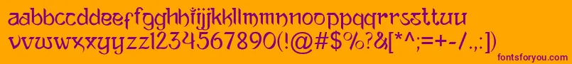 AnandaNeptouch-Schriftart – Violette Schriften auf orangefarbenem Hintergrund