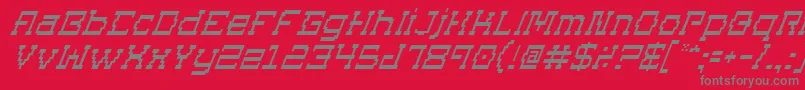 SuperagoItalic-Schriftart – Graue Schriften auf rotem Hintergrund