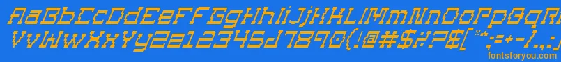 SuperagoItalic-fontti – oranssit fontit sinisellä taustalla