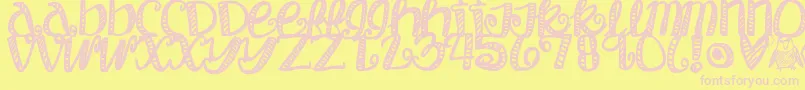 Objectumsexuality-fontti – vaaleanpunaiset fontit keltaisella taustalla