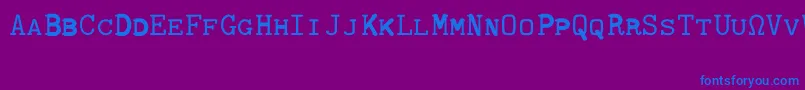 CmTypewritercapsRegular-Schriftart – Blaue Schriften auf violettem Hintergrund