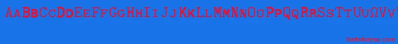 CmTypewritercapsRegular Font – Red Fonts on Blue Background