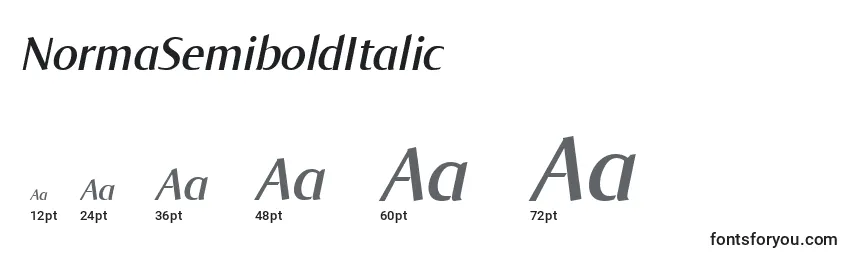 Размеры шрифта NormaSemiboldItalic