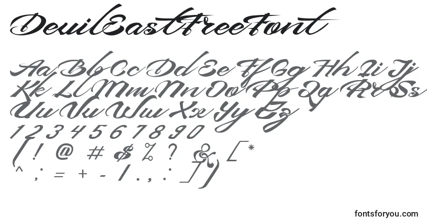 DevilEastFreeFont-fontti – aakkoset, numerot, erikoismerkit