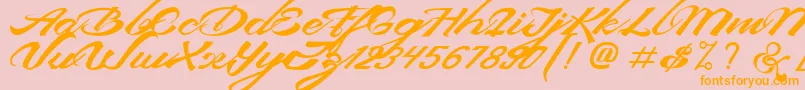 DevilEastFreeFont-Schriftart – Orangefarbene Schriften auf rosa Hintergrund