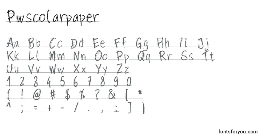 Czcionka Pwscolarpaper – alfabet, cyfry, specjalne znaki